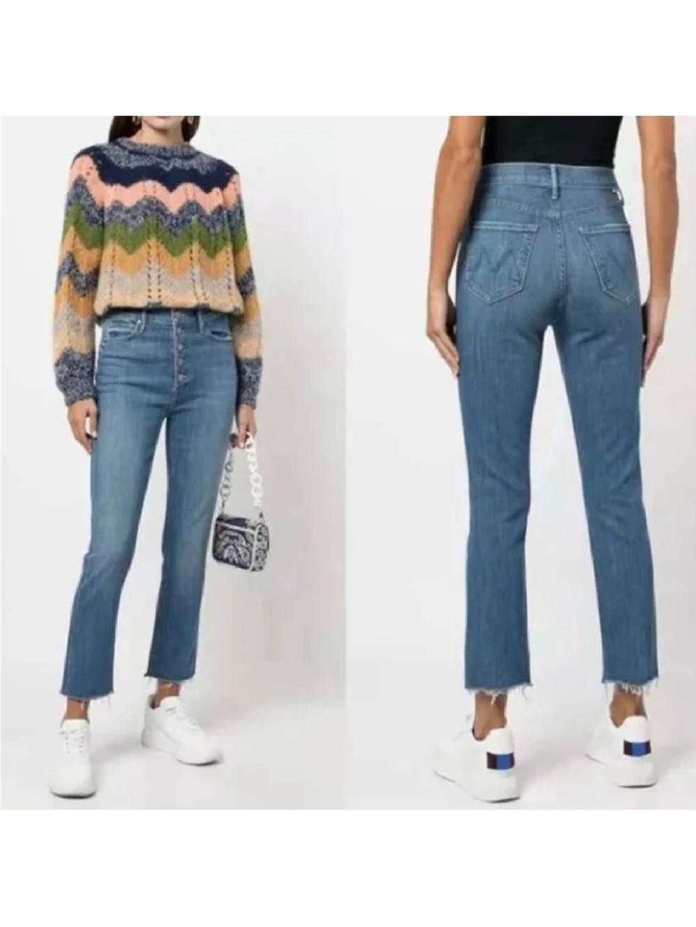 Mother The Insider Ankle Fray Jeans in Beyond the Sky Size 30
